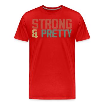 Strong And Pretty Funny Strongman Gym Workout - T-shirt bio Premium Homme - rouge - Devant - Damien (186cm)