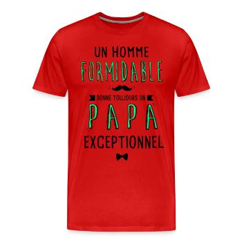 un homme formidable, papa exceptionnel - T-shirt bio Premium Homme - rouge - Devant - Damien (186cm)
