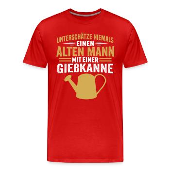 alten mann mit einer gießkanne - Männer Premium Bio T-Shirt - Rot - Vorne - Damien (186cm)