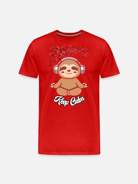 Chilliges Musik Faultier - Männer Premium Bio T-Shirt - Rot