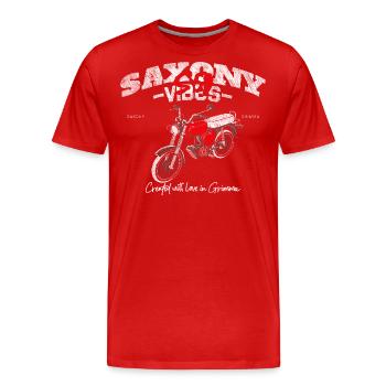 Saxony Vibes - Grimma Vibes - S50 - S51 - Simson - Männer Premium Bio T-Shirt - Rot - Vorne - Damien (186cm)
