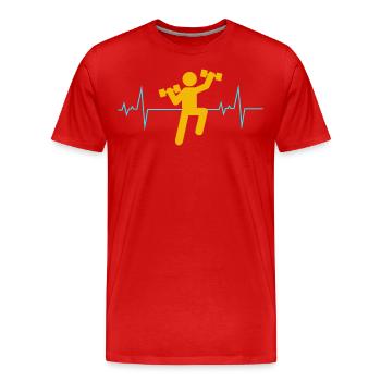 Aquagym Fitness aquatique Heartbeat - T-shirt bio Premium Homme - rouge - Devant - Damien (186cm)