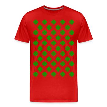 St. Patrick's Day Kleeblätter Vierblättrige Kleeblätter - Männer Premium Bio T-Shirt - Rot - Vorne - Damien (186cm)