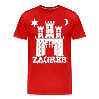 Zagreb - Männer Premium Bio T-Shirt - Rot - Vorne - Damien (186cm)