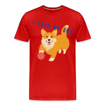 I love my dog - Männer Premium Bio T-Shirt - Rot - Vorne - Damien (186cm)