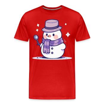 Süßer Weihnachts Schneemann - Festtags-Design - Männer Premium Bio T-Shirt - Rot - Vorne - Damien (186cm)