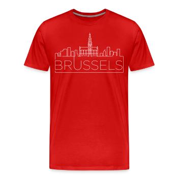 Brussels City Skyline Silhouette in Belgium Brussels - Men's Premium Organic T-Shirt - red - Front - Damien (186cm)