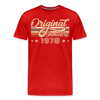 Anniversaire Janvier 1978 Janvier Né en janvier - T-shirt bio Premium Homme - rouge - Devant - Damien (186cm)