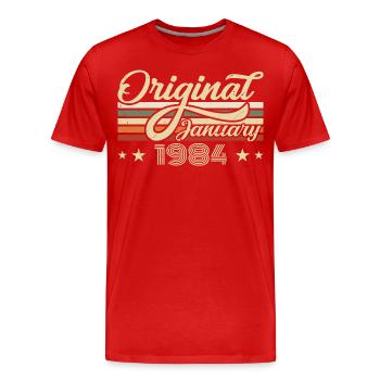 Anniversaire Janvier 1984 Janvier Né en janvier - T-shirt bio Premium Homme - rouge - Devant - Damien (186cm)