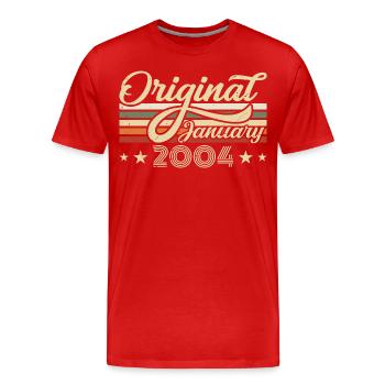 Anniversaire Janvier 2004 Janvier Né en janvier - T-shirt bio Premium Homme - rouge - Devant - Damien (186cm)
