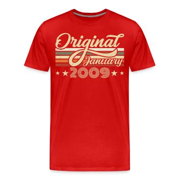 Anniversaire Janvier 2009 Janvier Né en Janvier - T-shirt bio Premium Homme - rouge - Devant - Damien (186cm)