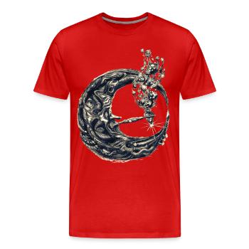 Mond mit Pfeife - Männer Premium Bio T-Shirt - Rot - Vorne - Damien (186cm)