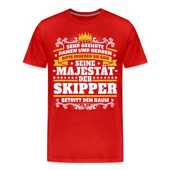 Seine Majestät der Skipper - Männer Premium Bio T-Shirt - Rot - Vorne - Damien (186cm)