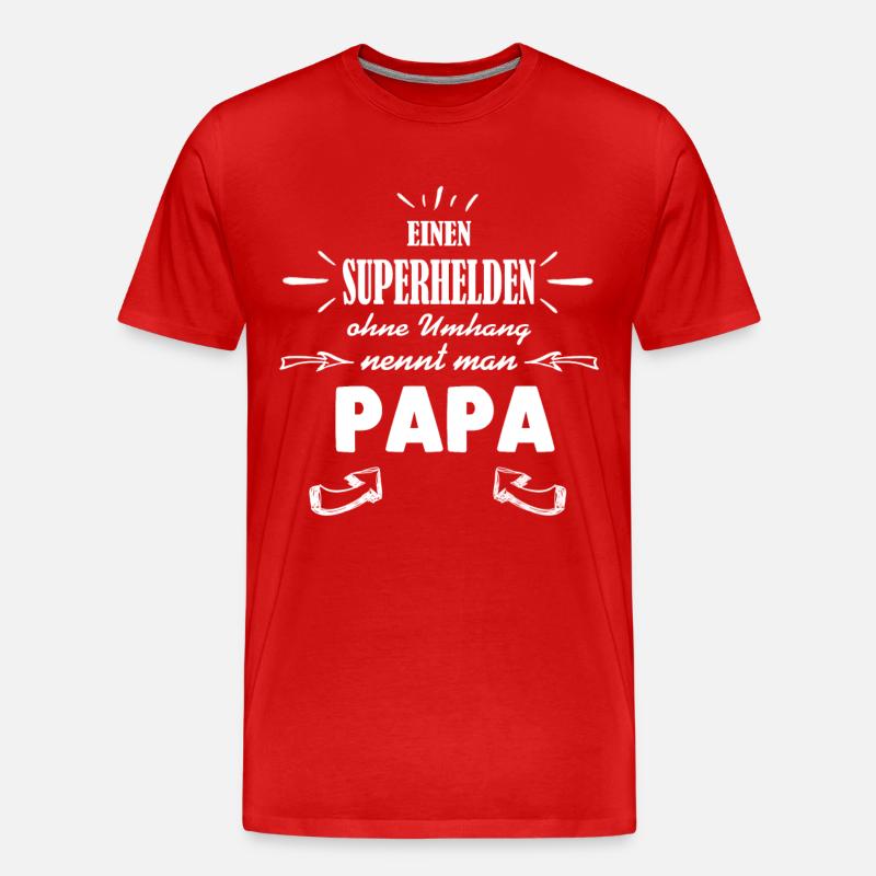 Superheld - Papa - Männer Premium Bio T-Shirt - Rot