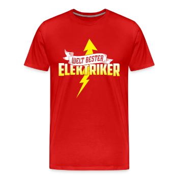Weltbester Elektriker mit Pfeil - Männer Premium Bio T-Shirt - Rot - Vorne - Damien (186cm)