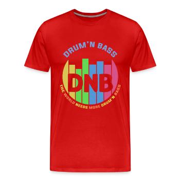 Musique électronique batterie et basse - T-shirt bio Premium Homme - rouge - Devant - Damien (186cm)