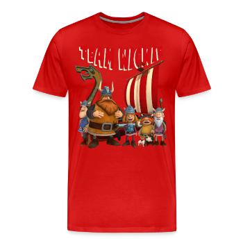 Wickie Und Die Starken Männer Team Wickie - Männer Premium Bio T-Shirt - Rot - Vorne - Damien (186cm)