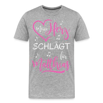 Mein Herz schlägt für Matthias - Männer Premium Bio T-Shirt - Grau meliert - Vorne - Damien (186cm)
