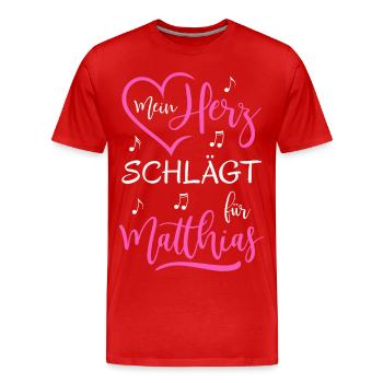 Mein Herz schlägt für Matthias - Männer Premium Bio T-Shirt - Rot - Vorne - Damien (186cm)