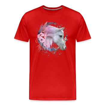 Motif équestre Équitation Chevaux Cadeau - T-shirt bio Premium Homme - rouge - Devant - Damien (186cm)