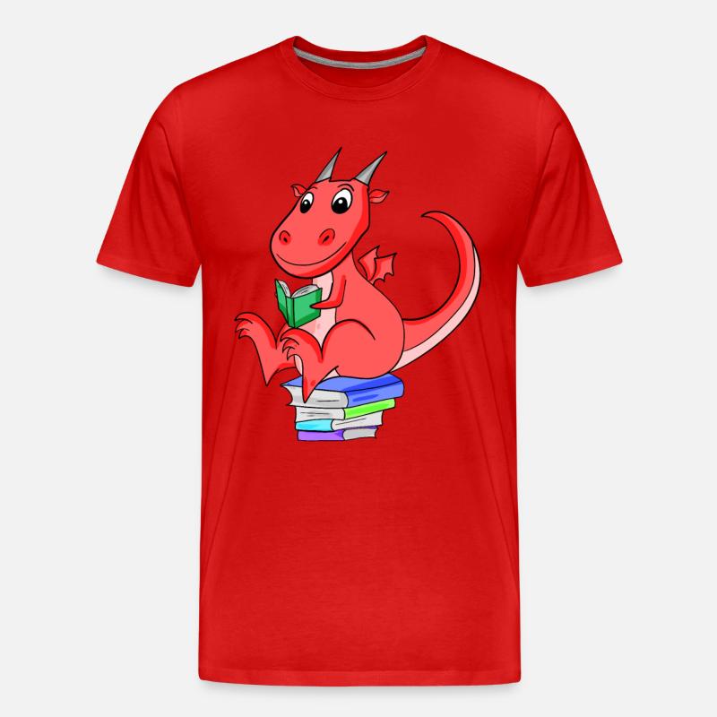 Bücher Drache Drachen - Männer Premium Bio T-Shirt - Rot