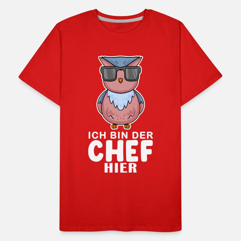Chef Spruch Anführer Eule Motiv Männer Premium Bio T-Shirt