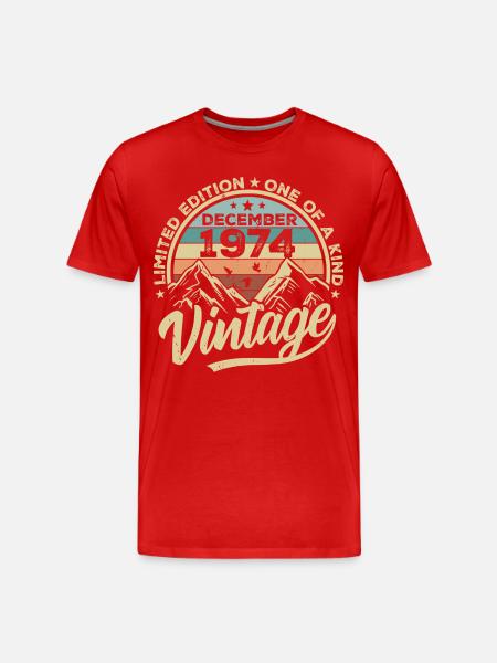 Original December 1974 - 51st Birthday Gift - Men's Premium Organic T-Shirt - red