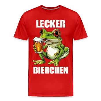 Lecker Bierchen X Frosch Meme Bier lustiges - Männer Premium Bio T-Shirt - Rot - Vorne - Damien (186cm)