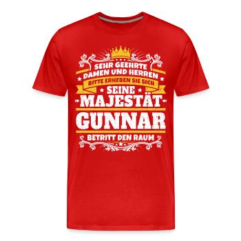 His Majesty Gunnar - Men's Premium Organic T-Shirt - red - Front - Damien (186cm)
