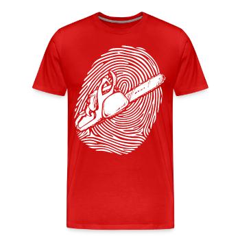 HOLZ SÄGE KETTENSÄGE GESCHENK WALD FÖRSTER BERUF - Männer Premium Bio T-Shirt - Rot - Vorne - Damien (186cm)