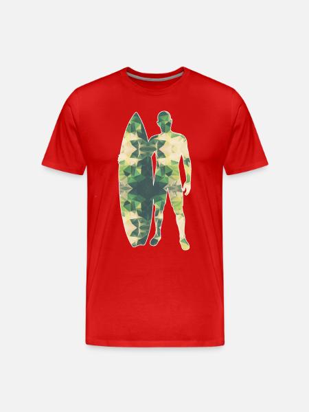 Polygone surfeur vert - T-shirt bio Premium Homme - rouge