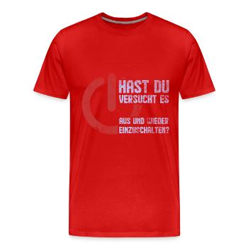Off And Turn On Computer Scientist Nerd - Men's Premium Organic T-Shirt - red - Front - Damien (186cm)