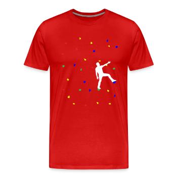 Bouldering Climbing wall Climbing route Sport climbing Ge - Men's Premium Organic T-Shirt - red - Front - Damien (186cm)