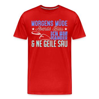 Maurer Beruf Maurermeister Baustelle - Männer Premium Bio T-Shirt - Rot - Vorne - Damien (186cm)