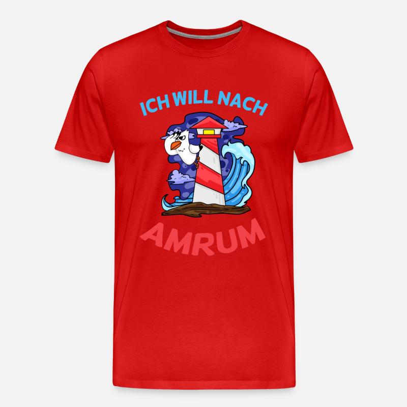 Amrum Nordsee - Männer Premium Bio T-Shirt - Rot