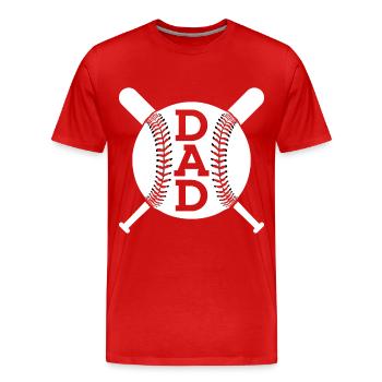 PAPA BASEBALL DAD VATERTAG - Männer Premium Bio T-Shirt - Rot - Vorne - Damien (186cm)
