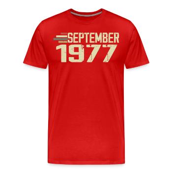 September 1977 Vintage Geschenkidee September 1977 - Männer Premium Bio T-Shirt - Rot - Vorne - Damien (186cm)