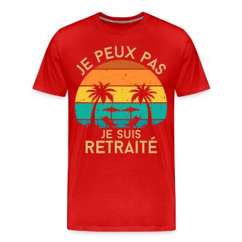 je peux pas je suis retraité.cadeau retraité - T-shirt bio Premium Homme - rouge - Devant - Damien (186cm)