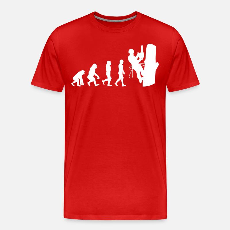 Baumpfleger Baumkletterer Kletter trimmer Evolution - Männer Premium Bio T-Shirt - Rot