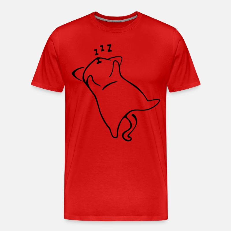 Schlafende Katze Süß - Männer Premium Bio T-Shirt - Rot