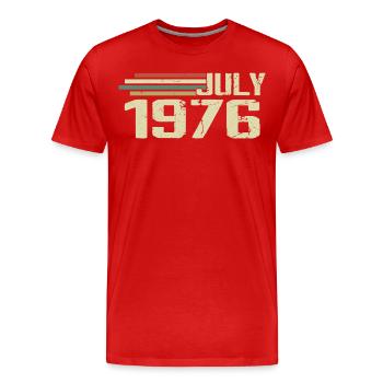 Anniversaire juillet 1976 Année 1976 juillet Né en 1976 - T-shirt bio Premium Homme - rouge - Devant - Damien (186cm)