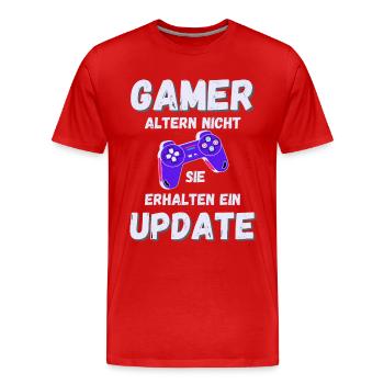 GAMER Lustiger Spruch Gaming Update - Männer Premium Bio T-Shirt - Rot - Vorne - Damien (186cm)