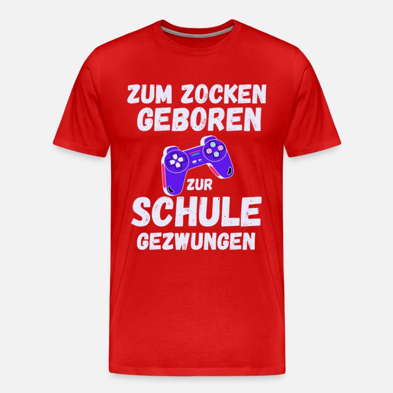 Gamer Spruch Gaming Sprüche Schule - Männer Premium Bio T-Shirt - Rot