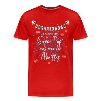 Papiculteur : papi, cadeau grand-père apiculteur - T-shirt bio Premium Homme - rouge - Devant - Damien (186cm)