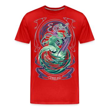 Cthulhu - Men's Premium Organic T-Shirt - red - Front - Damien (186cm)
