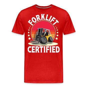Conducteur de chariot élévateur Élévateur à fourche Magasinier - T-shirt bio Premium Homme - rouge - Devant - Damien (186cm)