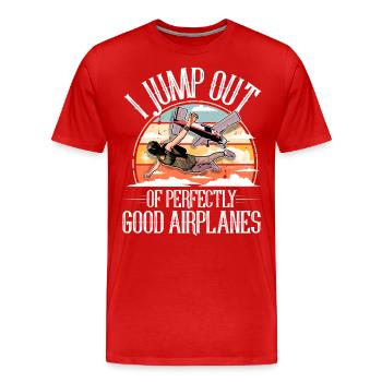 Parachutist Skydiving Parachute - Men's Premium Organic T-Shirt - red - Front - Damien (186cm)