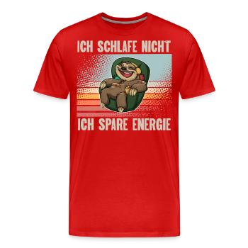 Ich Schlafe Nicht Ich Spare Energie - Männer Premium Bio T-Shirt - Rot - Vorne - Damien (186cm)