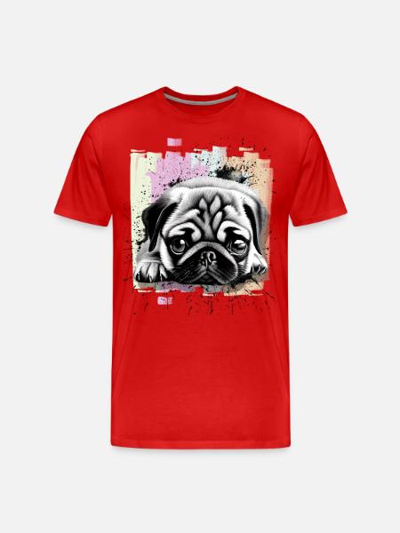 Mops - Männer Premium Bio T-Shirt - Rot