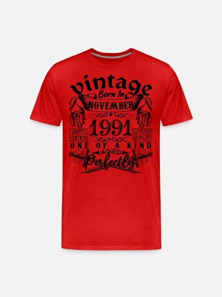 Birthday 1991 November 1991 born in November - Men's Premium Organic T-Shirt - red